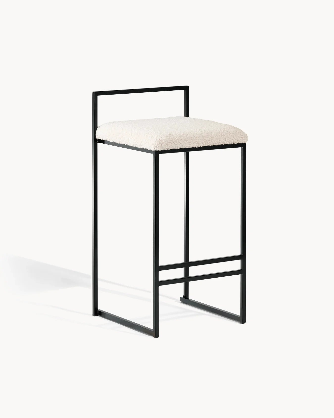 Tabouret de bar Freja - Noir - Bouclé Ivory